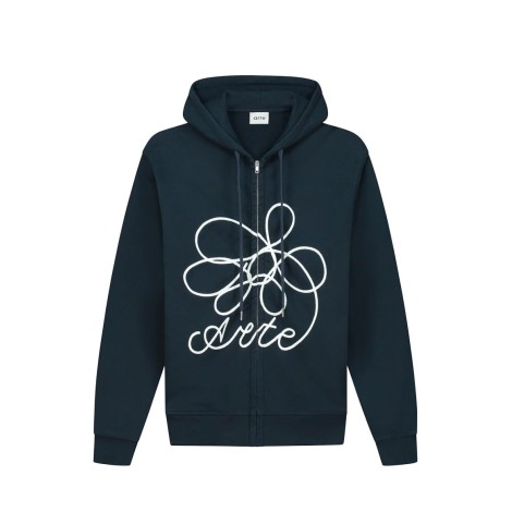 FLOWER LOGO ZIP HOODIE NAVY