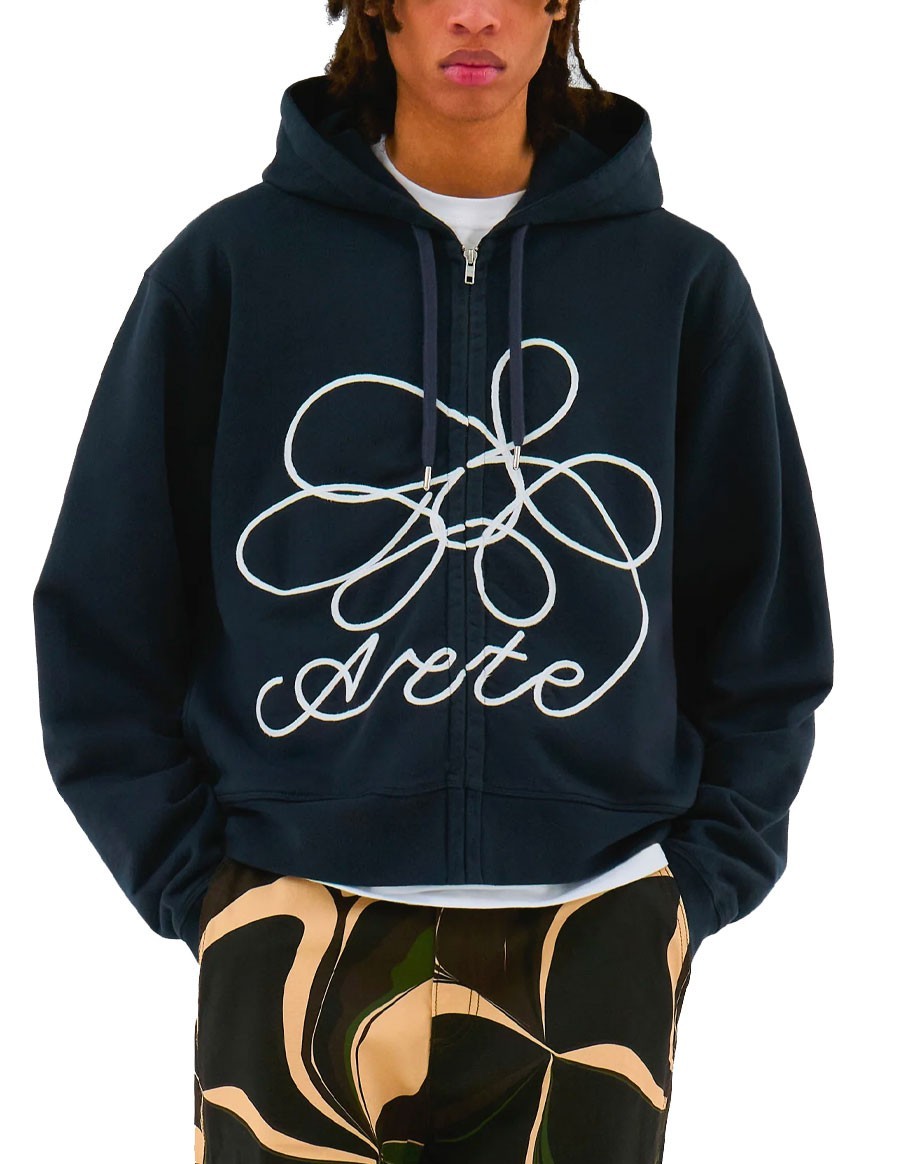 FLOWER LOGO ZIP HOODIE NAVY