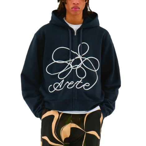 FLOWER LOGO ZIP HOODIE NAVY