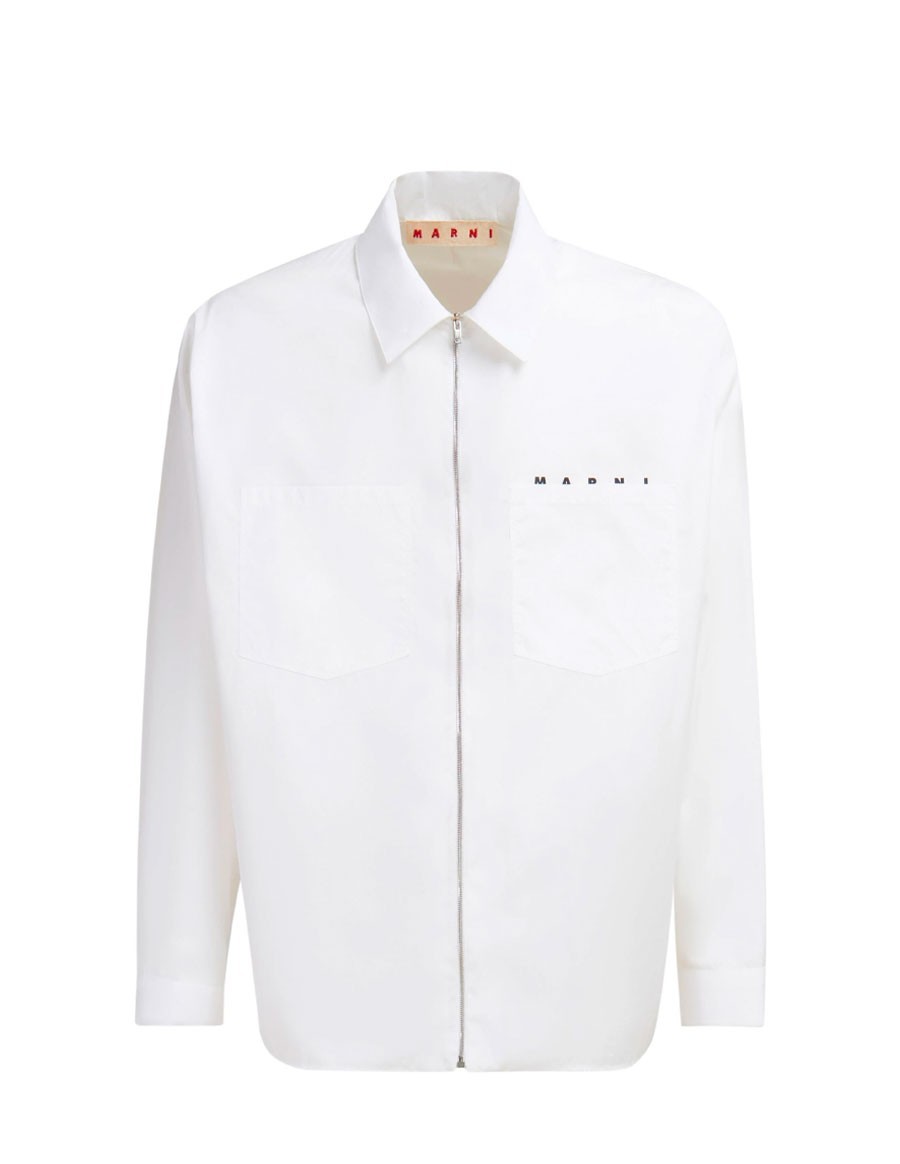 SHIRT ZIP LOGO ORGANIC POPELINE WHITE