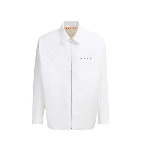 SHIRT ZIP LOGO ORGANIC POPELINE WHITE