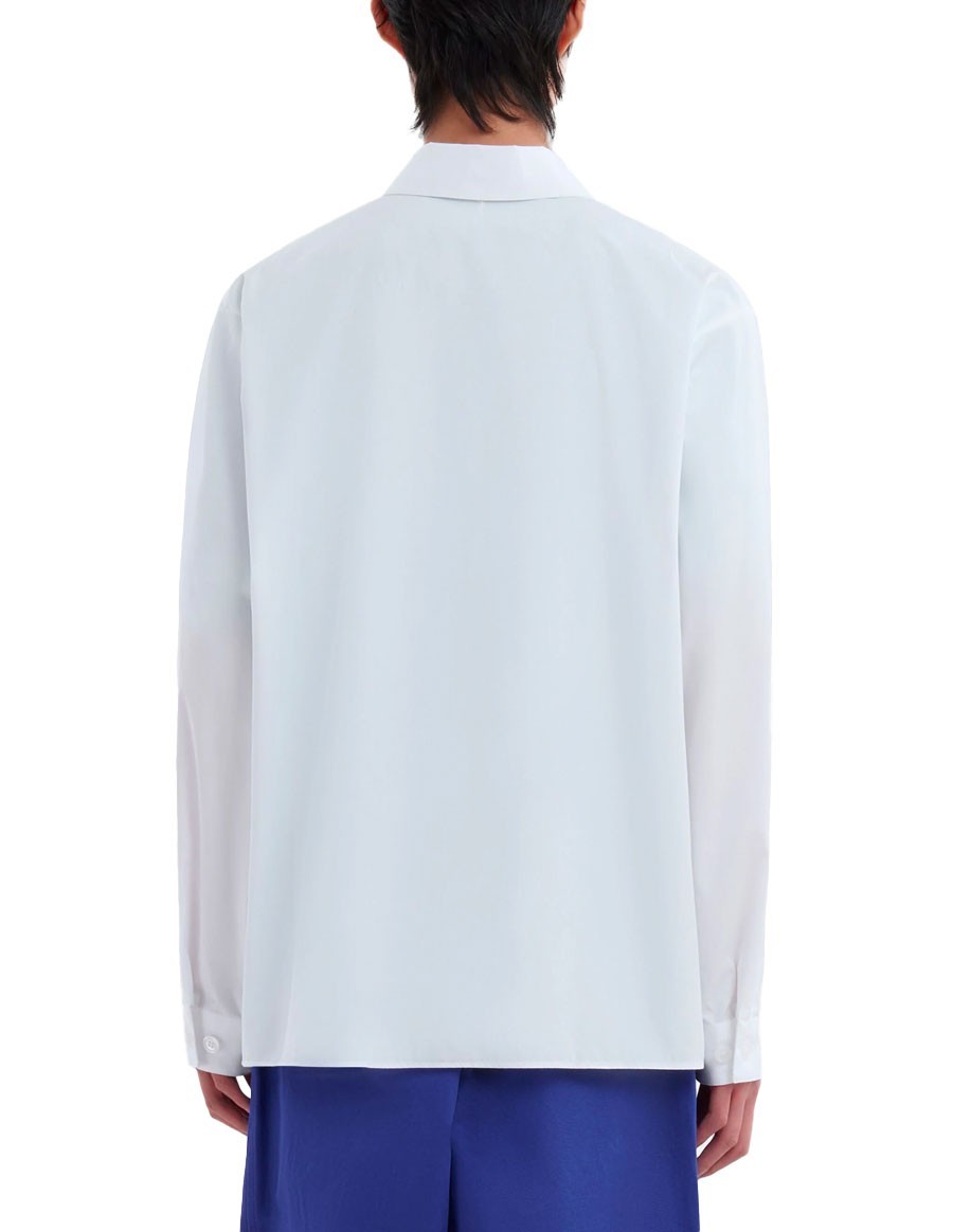 SHIRT ZIP LOGO ORGANIC POPELINE WHITE