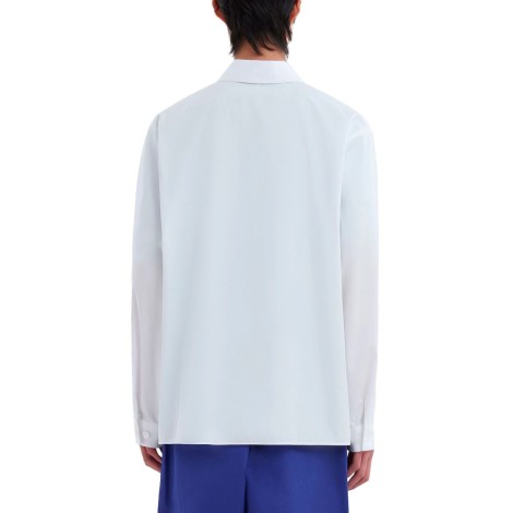 SHIRT ZIP LOGO ORGANIC POPELINE WHITE