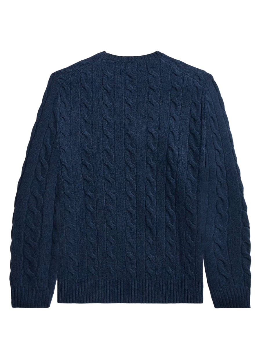 PULL TORSADE LAINE CACHEMIRE MARINE