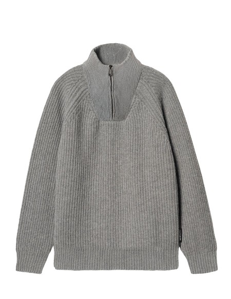 SWEATER MARLON HALF ZIP GREY HEATHER