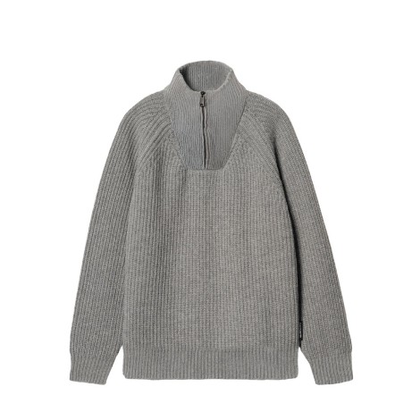 SWEATER MARLON HALF ZIP GREY HEATHER