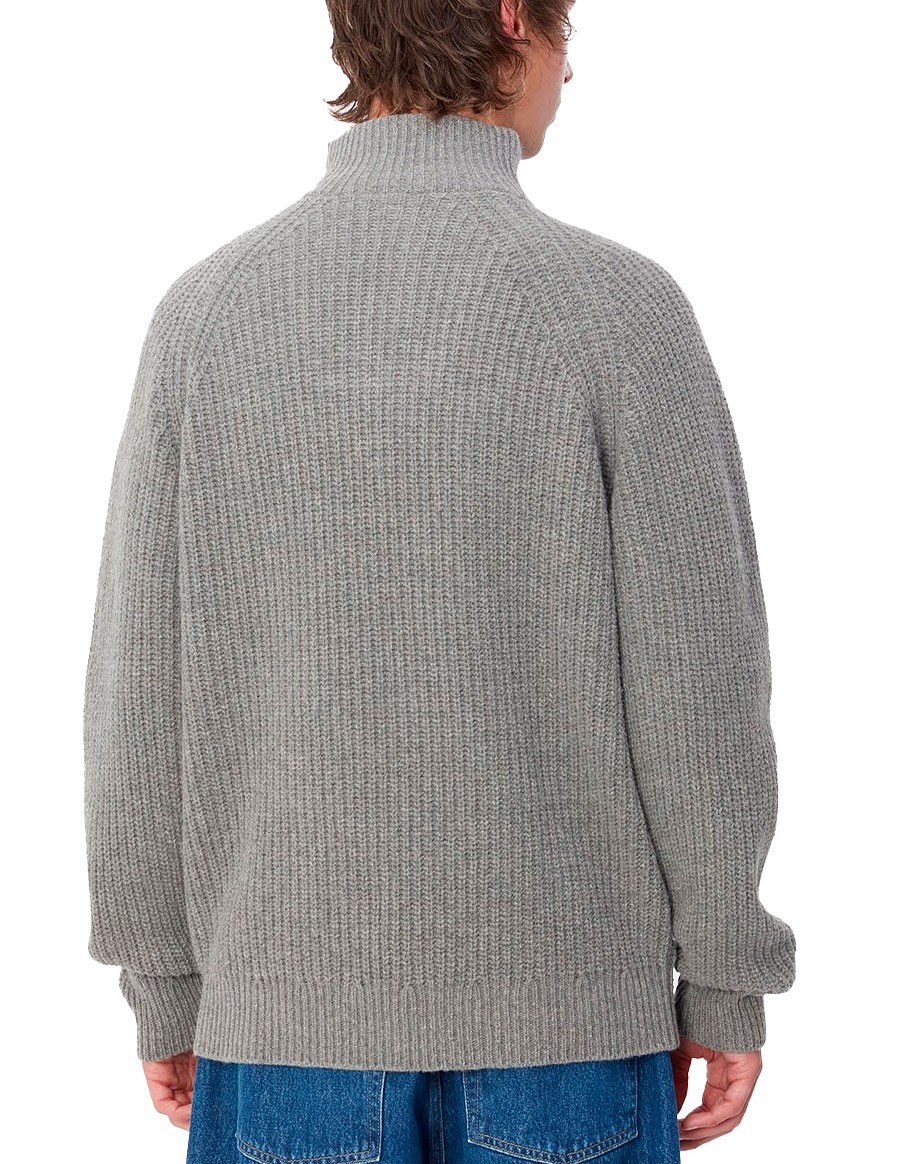 SWEATER MARLON HALF ZIP GREY HEATHER