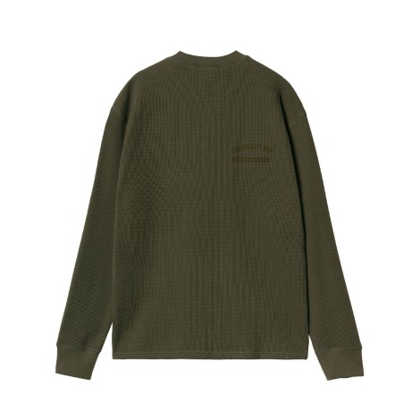 TSHIRT WAFFLE L/S BASICS SCRIPT OFFICE GREEN