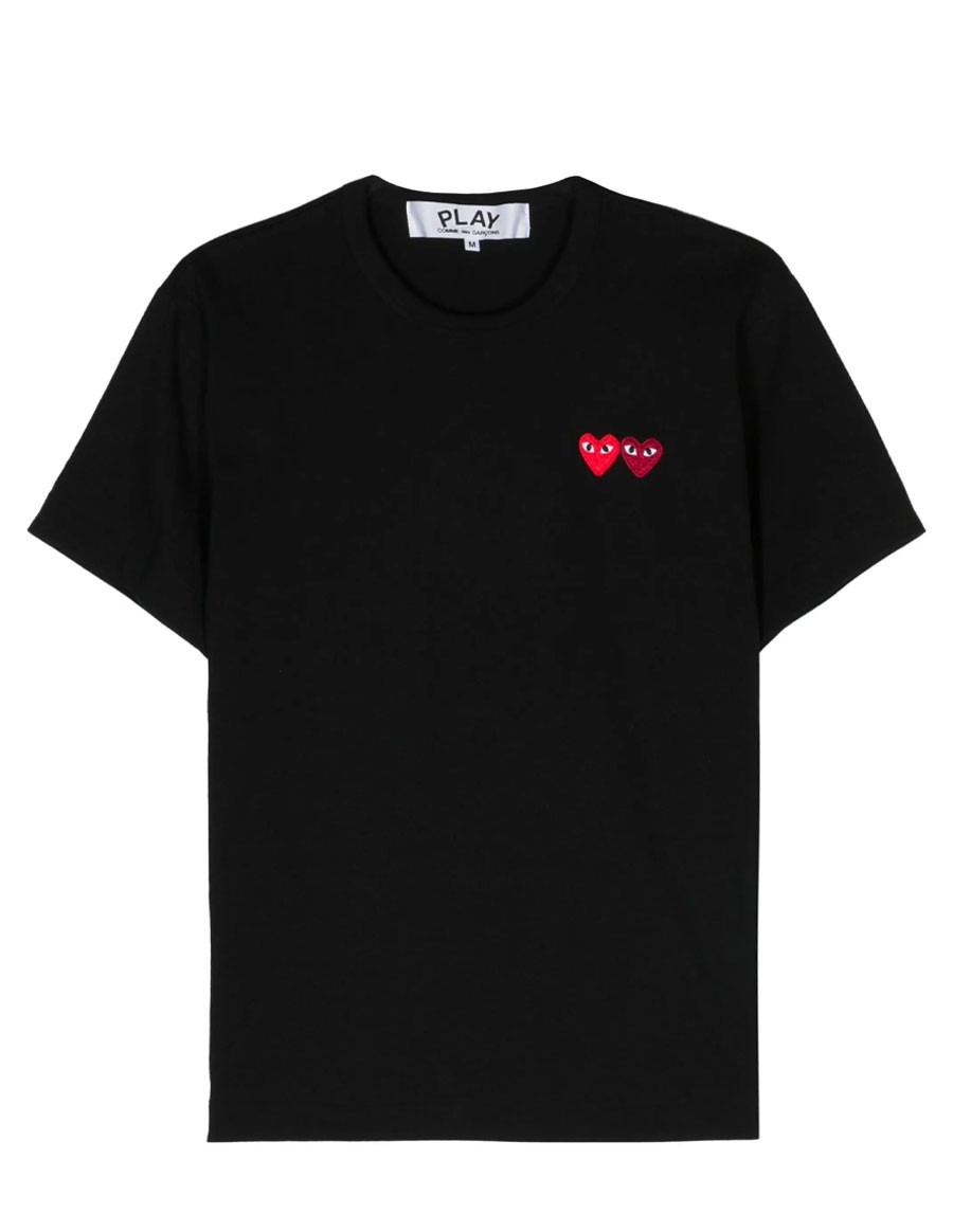 T-SHIRT DOUBLE BURGENDY EMBLEM BLACK