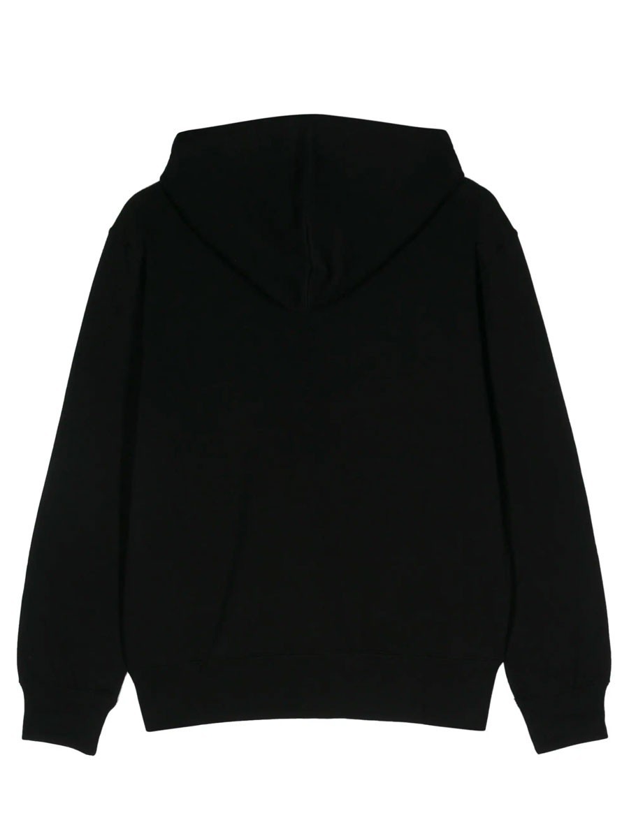 HOODIE ZIP DOUBLE RED EMBLEM KNIT BLACK