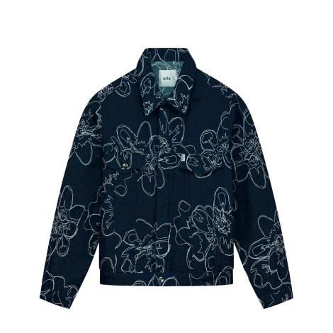 FLOWER STITCH DENIM JACKET NAVY