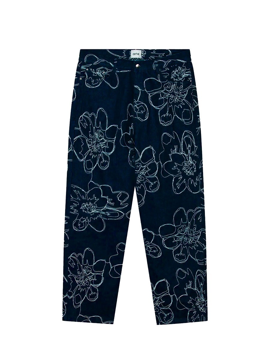 FLOWER STITCH PANTS NAVY