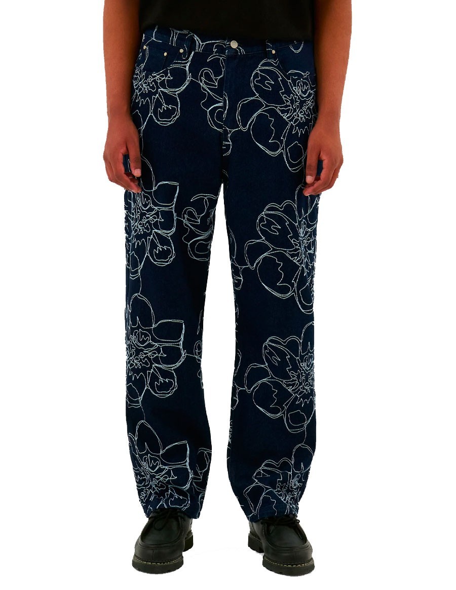 FLOWER STITCH PANTS NAVY