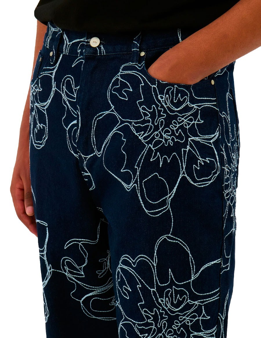 FLOWER STITCH PANTS NAVY