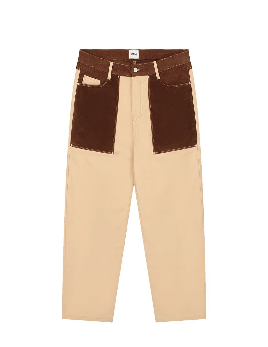 MULTI FABRIC PANTS CREAM