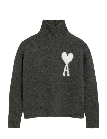 PULL COL CHEMINEE AMI DE COEUR GRIS FONCE