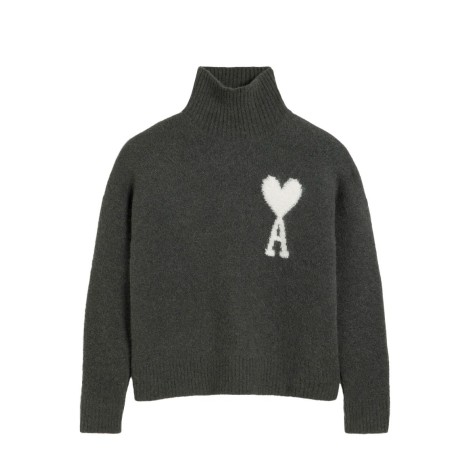 PULL COL CHEMINEE AMI DE COEUR GRIS FONCE