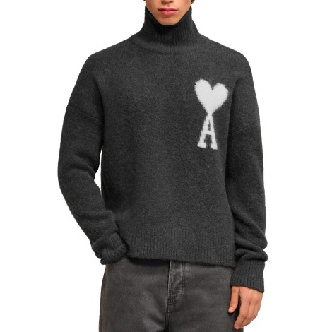 PULL COL CHEMINEE AMI DE COEUR GRIS FONCE