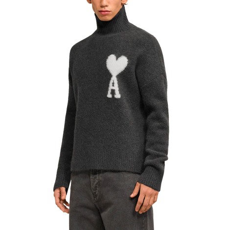 PULL COL CHEMINEE AMI DE COEUR GRIS FONCE