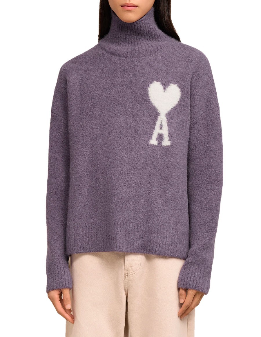 PULL COL CHEMINEE AMI DE COEUR LILAS