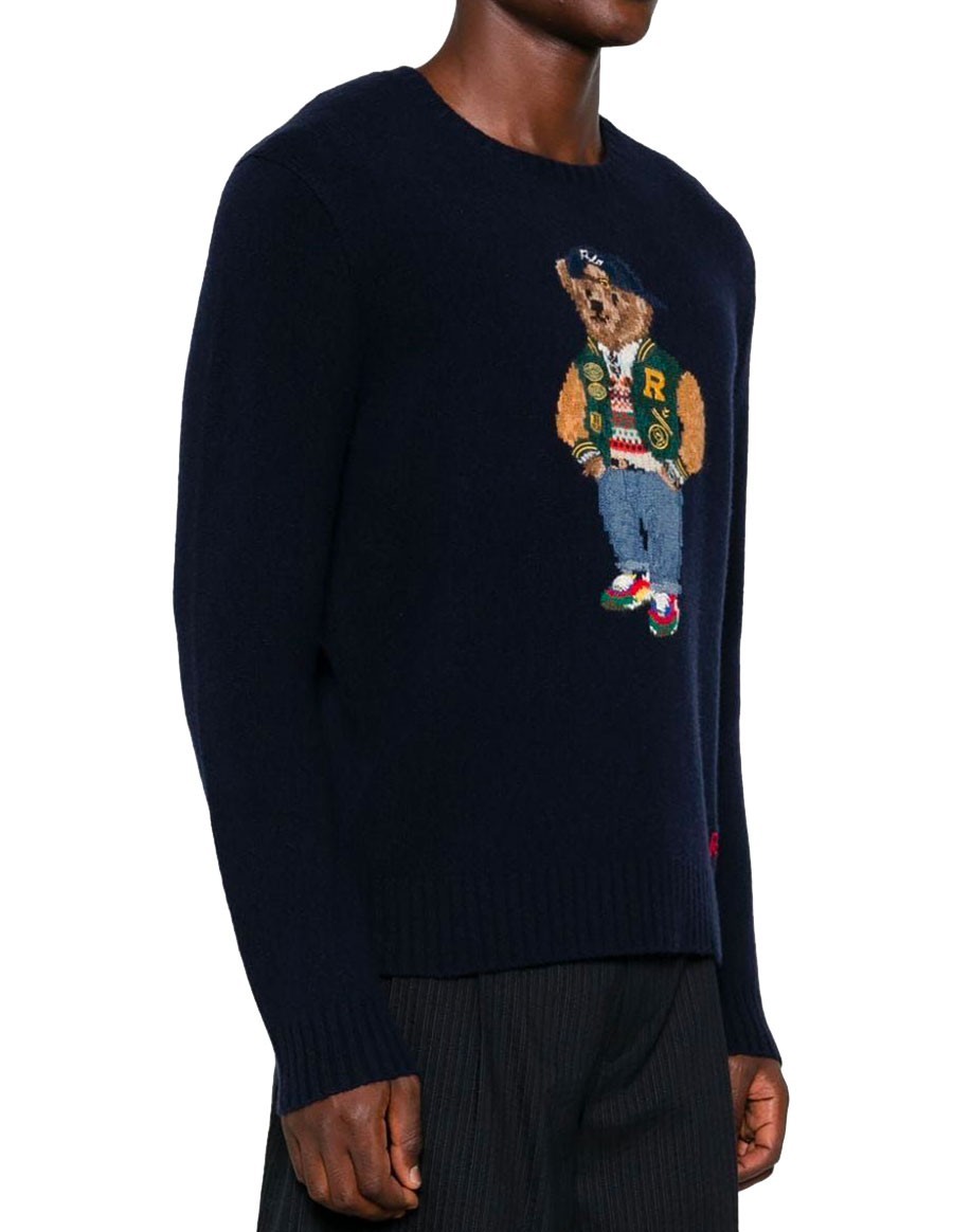 JUMPER POLO BEAR WOOL CASHMERE NAVY