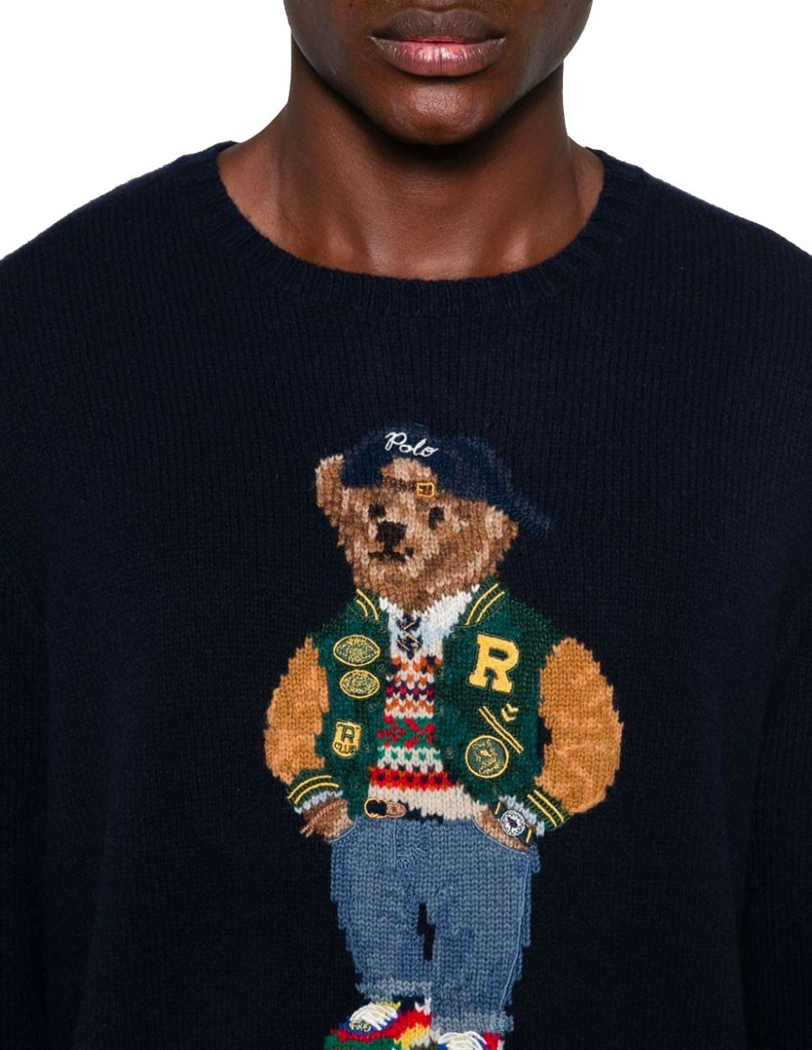 JUMPER POLO BEAR WOOL CASHMERE NAVY