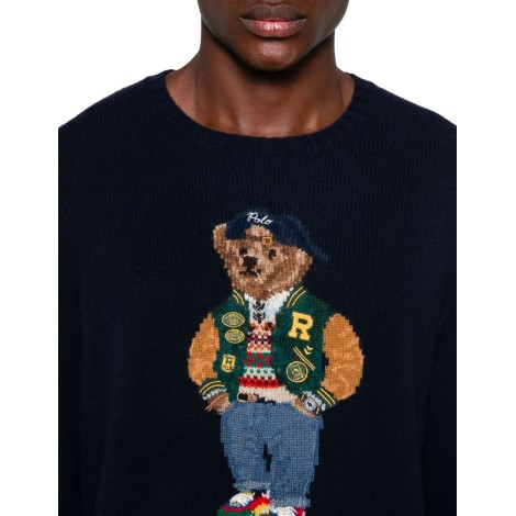 JUMPER POLO BEAR WOOL CASHMERE NAVY