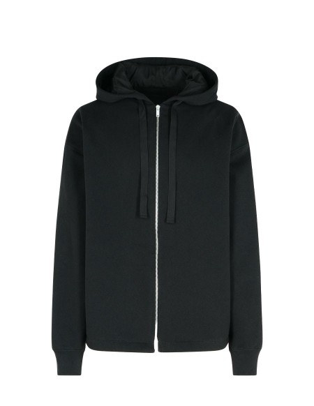 SWEATSHIRT TEXTURED BRUSHED ZIP UP BLACK