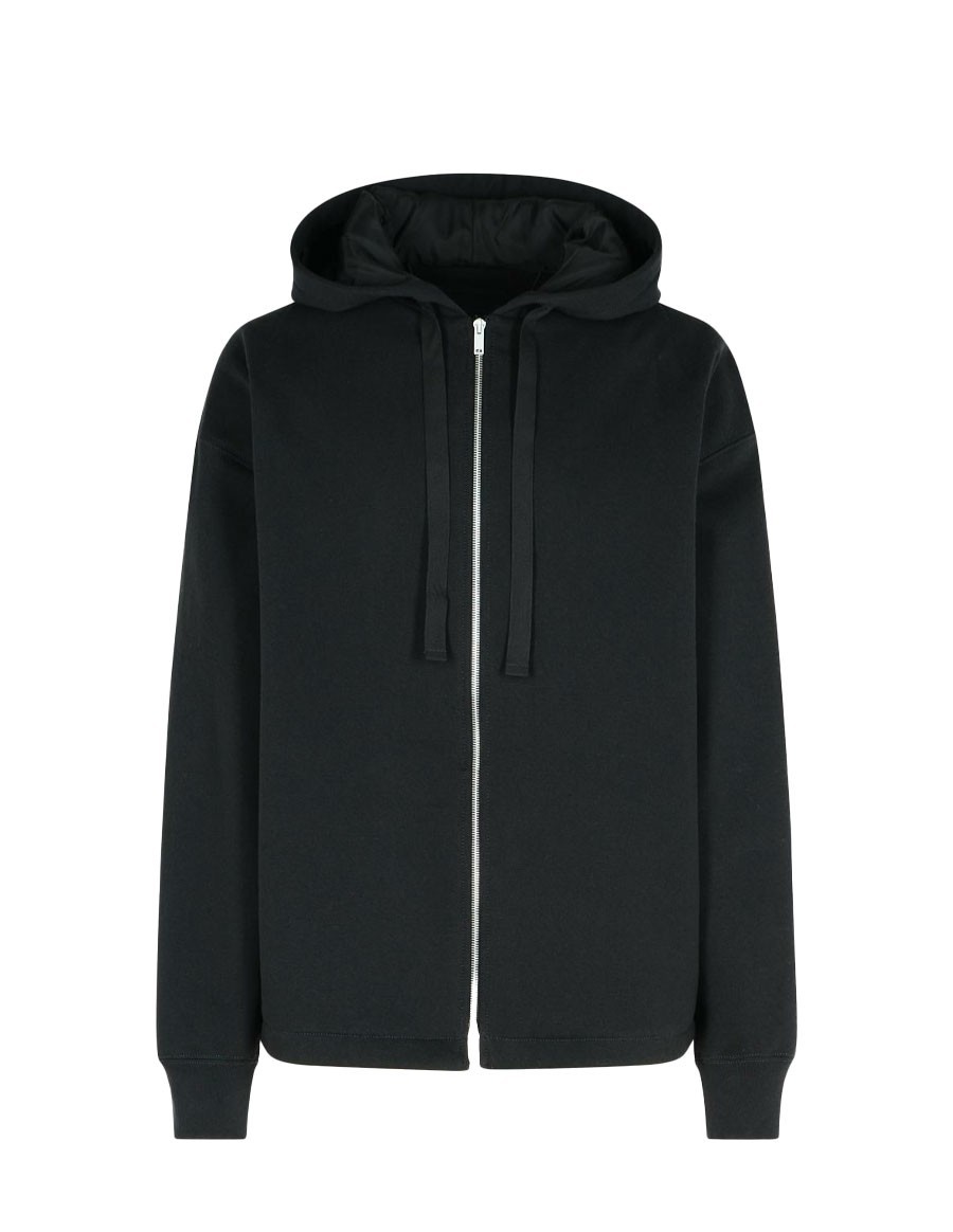 SWEATSHIRT TEXTURED BRUSHED ZIP UP BLACK