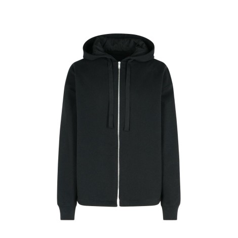 SWEATSHIRT TEXTURED BRUSHED ZIP UP BLACK