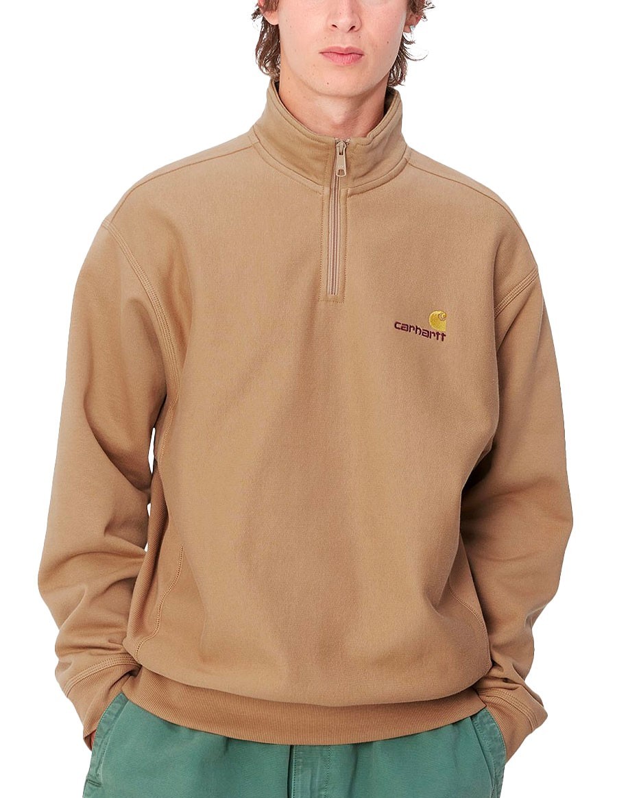 HALF ZIP AMERICAN SCRIPT SWEAT PEANUT