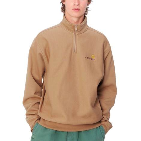 HALF ZIP AMERICAN SCRIPT SWEAT PEANUT