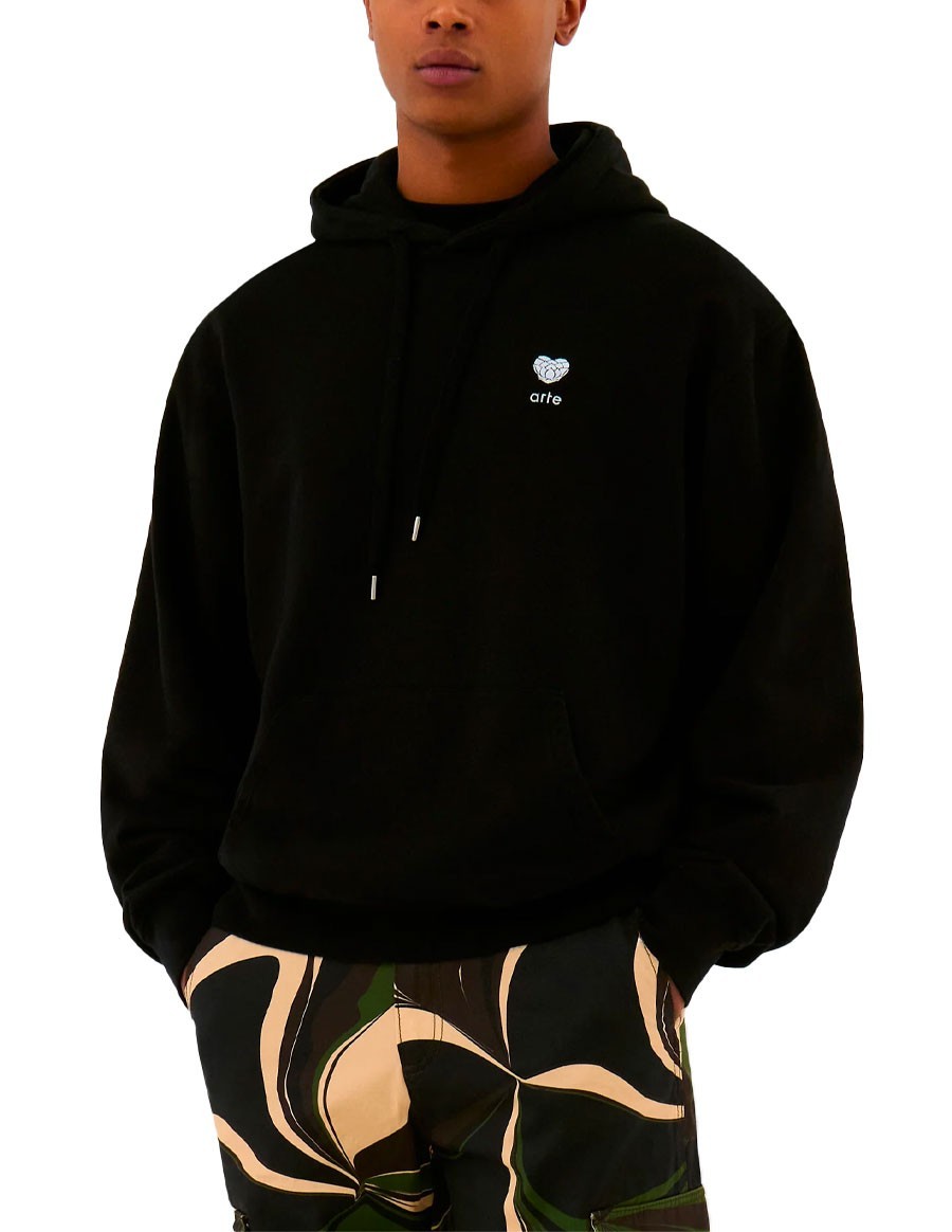 HOODIE HEART FLOWER BLACK