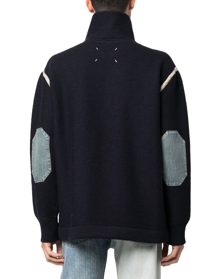 SWEATER KNITWEAR ELBOW PATCH NAVY BLUE