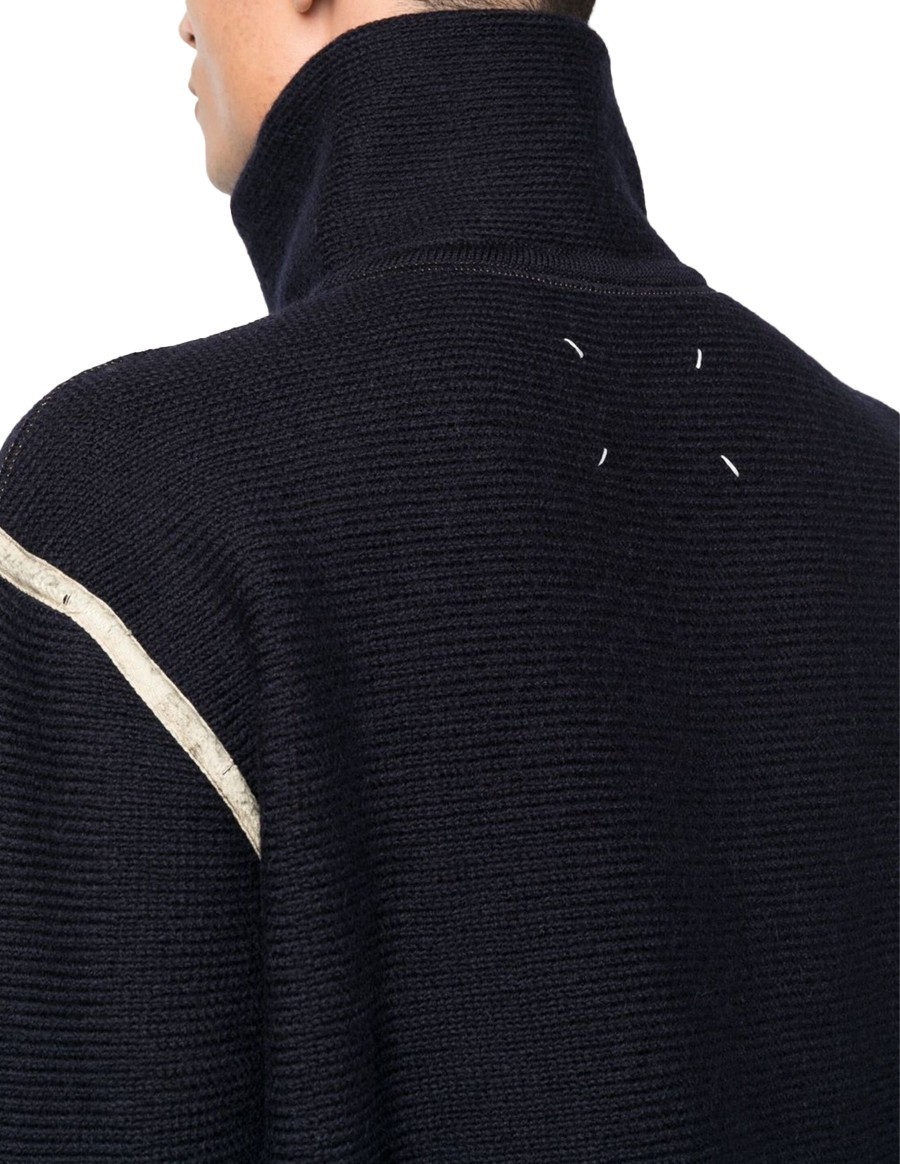 SWEATER KNITWEAR ELBOW PATCH NAVY BLUE