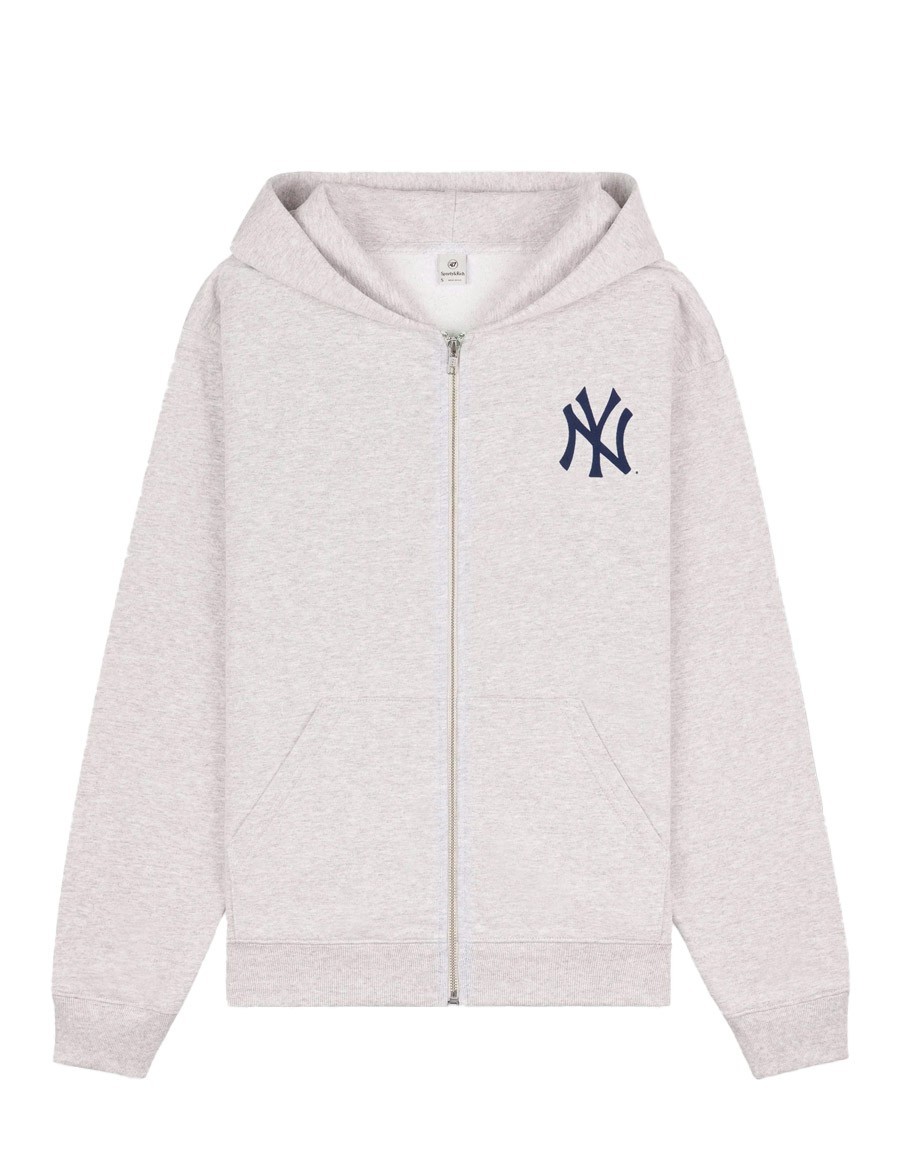 HOODIE ZIP YANKEES SERIF HERTHER GRAY