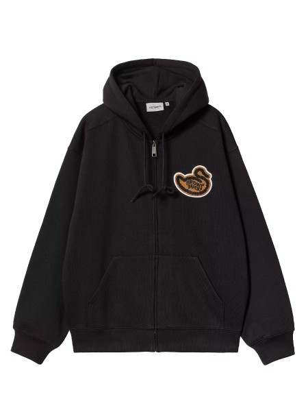 HOODED BROWN DUCKS JACKET BLACK