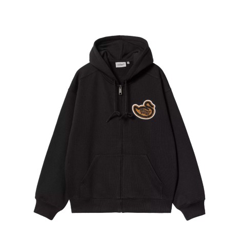 HOODED BROWN DUCKS JACKET BLACK