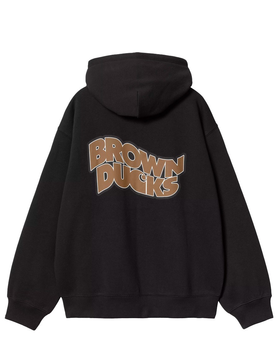 HOODED BROWN DUCKS JACKET BLACK