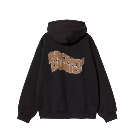 HOODED BROWN DUCKS JACKET BLACK