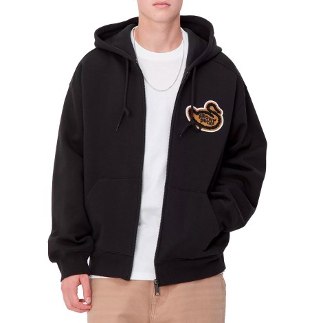 HOODED BROWN DUCKS JACKET BLACK