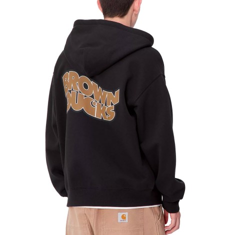 HOODED BROWN DUCKS JACKET BLACK