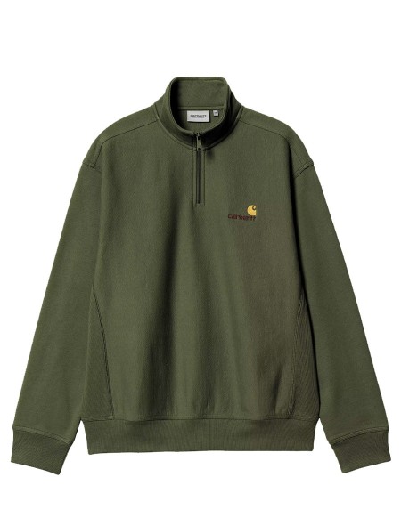 HALF ZIP AMERICAN SCRIPT SWEAT TARRAGON