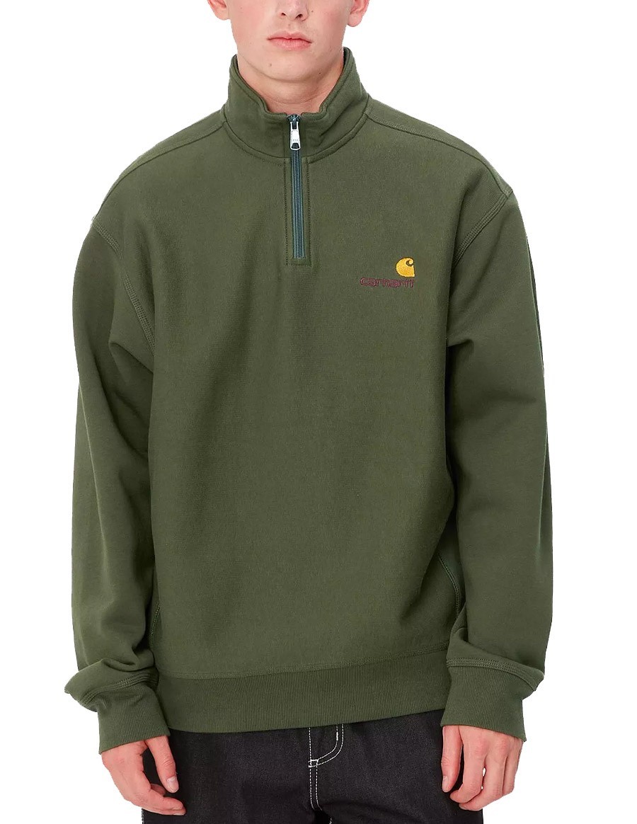 HALF ZIP AMERICAN SCRIPT SWEAT TARRAGON