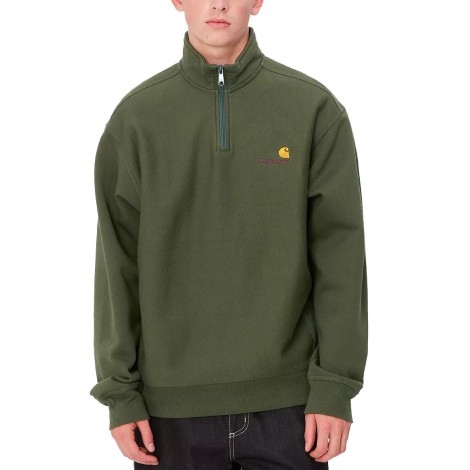 HALF ZIP AMERICAN SCRIPT SWEAT TARRAGON