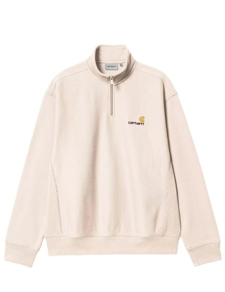 HALF ZIP AMERICAN SCRIPT SWEAT MOONBEAM