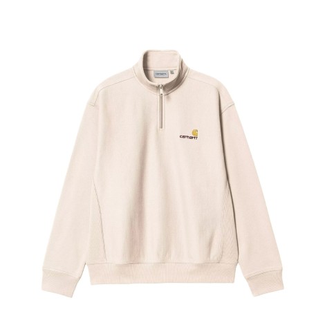 HALF ZIP AMERICAN SCRIPT SWEAT MOONBEAM