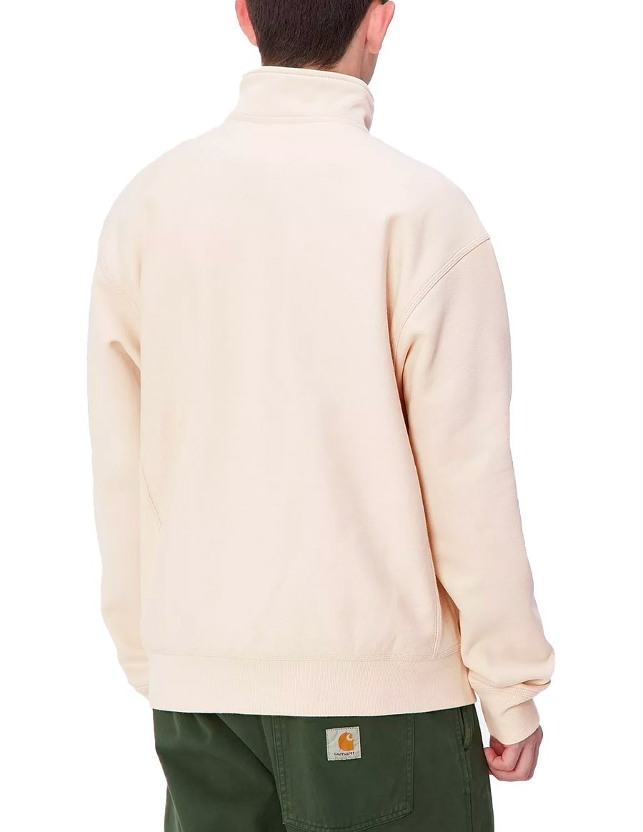 HALF ZIP AMERICAN SCRIPT SWEAT MOONBEAM