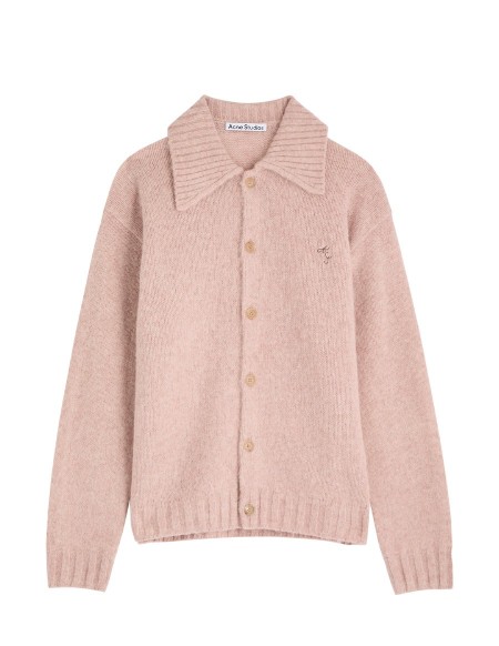 CARDIGAN POLO WOOL PINK MELANGE