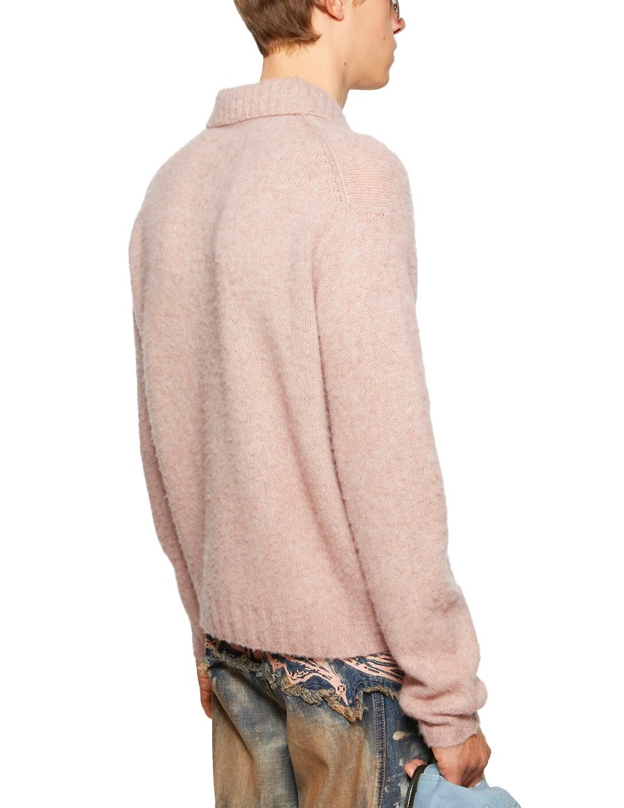 CARDIGAN POLO WOOL PINK MELANGE